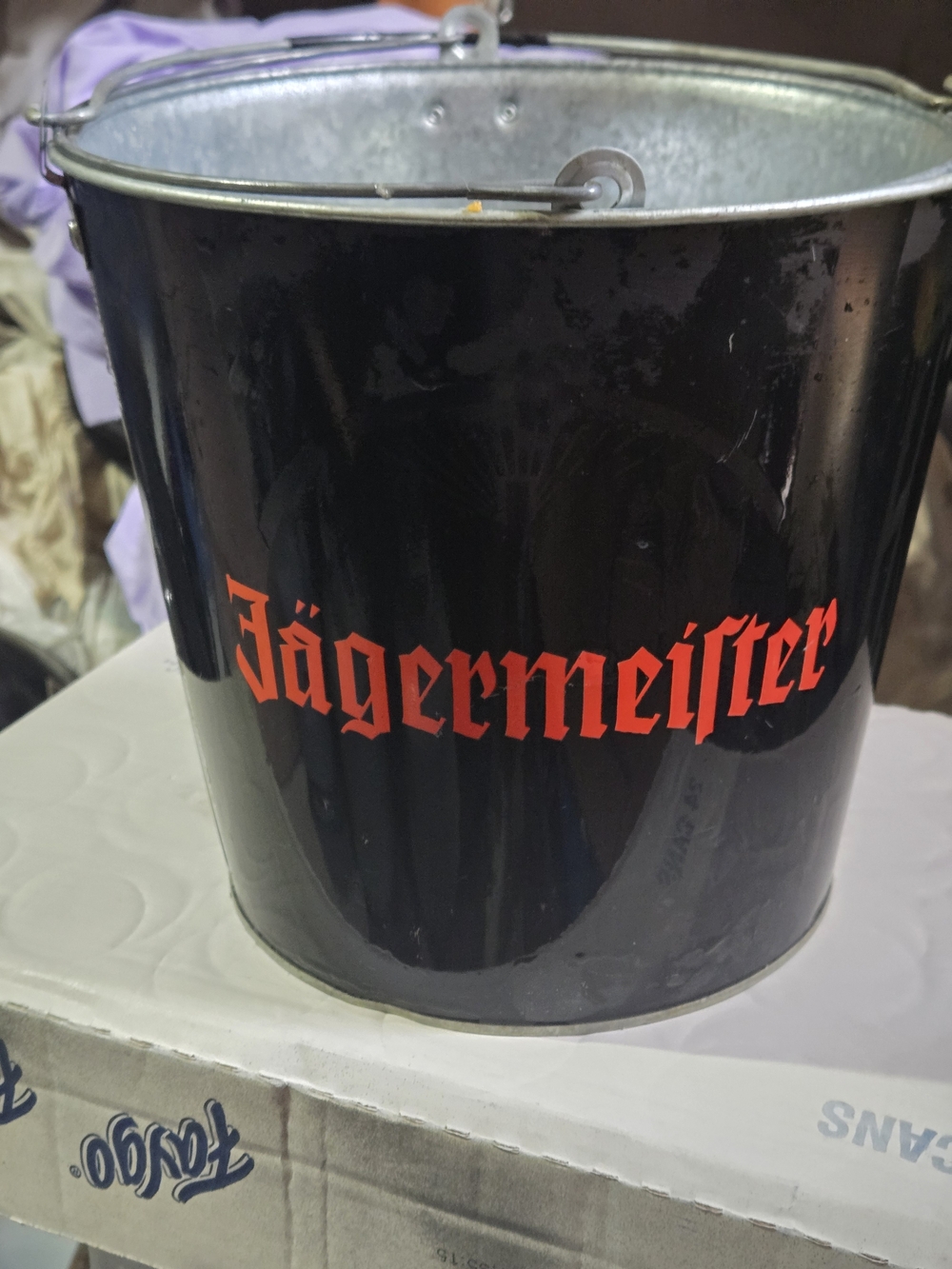 Jagermeister Black Metal Bucket with Red Logo